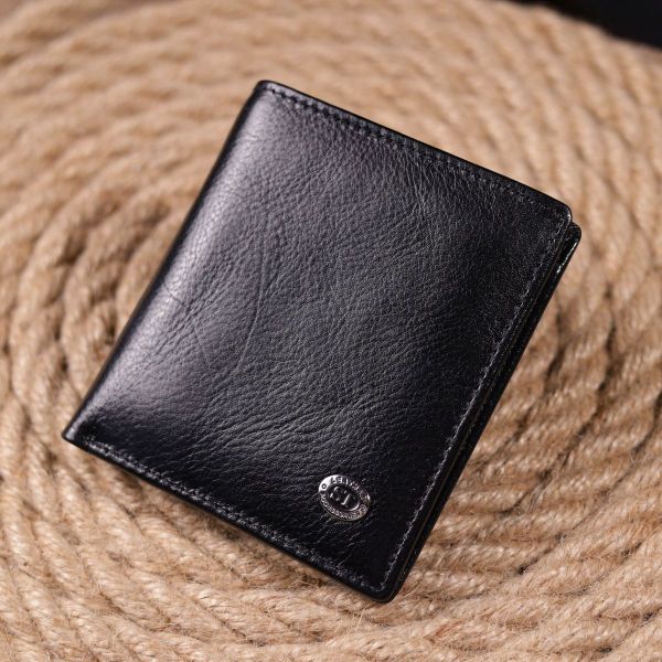 Компактний гаманець для грошей із натуральної гладкої шкіри ST Leather 19418 чорний