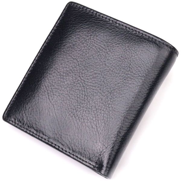 Компактний гаманець для грошей із натуральної гладкої шкіри ST Leather 19418 чорний