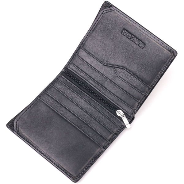 Компактний гаманець для грошей із натуральної гладкої шкіри ST Leather 19418 чорний