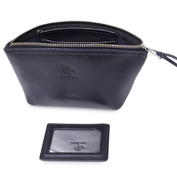 Кожаная женская косметичка Grande Pelle 11570 черный