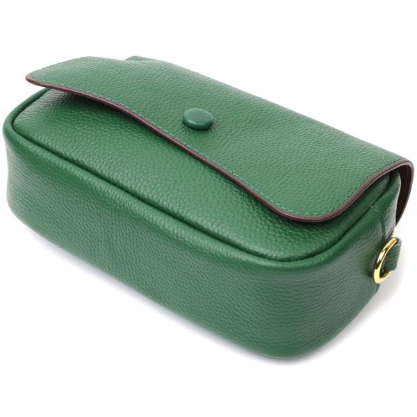Шкіряна сумка жіноча в красивому кольорі і з фігурним клапаном Vintage 22430 зелена