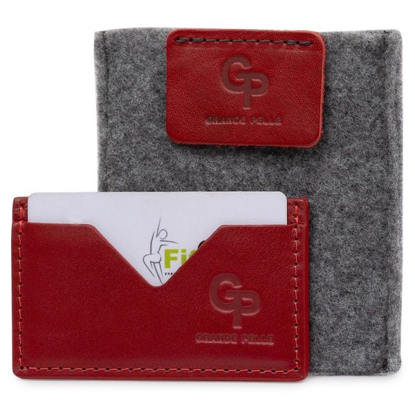 Кожаный женский картхолдер Grande Pelle 11396 красный