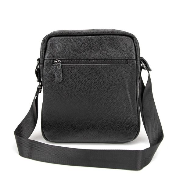 Шкіряний маленький чоловічий месенджер чорний Tiding Bag M56-0187A