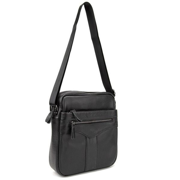 Шкіряний маленький чоловічий месенджер чорний Tiding Bag M56-0187A