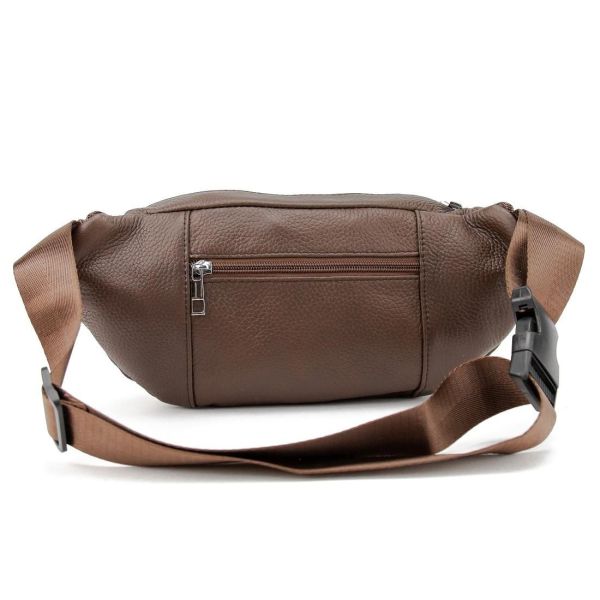 Містка шкіряна сумка на пояс коричнева Tiding Bag M56-2030C