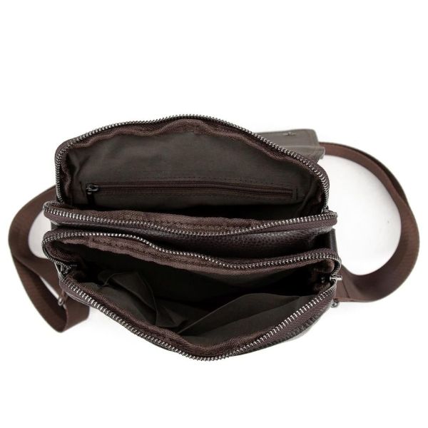 Шкіряний месенджер з клапаном на два відділи Tiding Bag M56-3508C коричневий