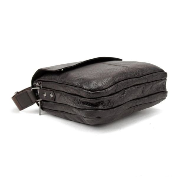 Шкіряний месенджер з клапаном на два відділи Tiding Bag M56-3508C коричневий