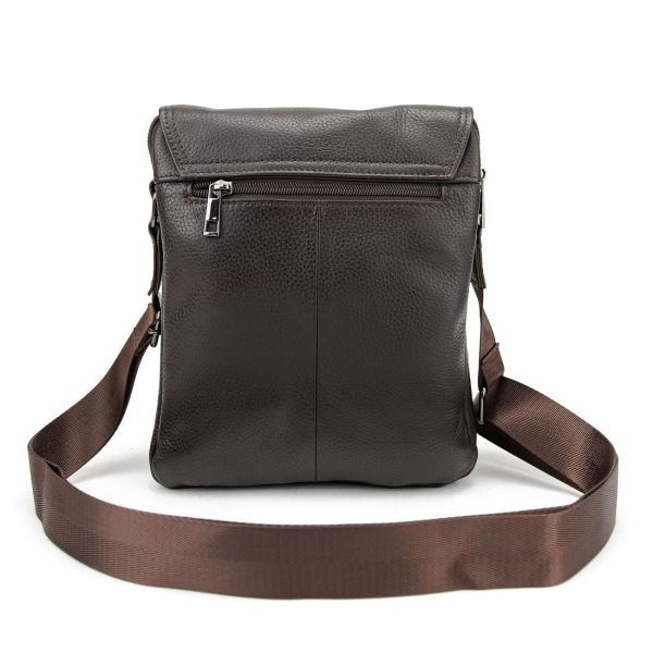 Шкіряний месенджер з клапаном на два відділи Tiding Bag M56-3508C коричневий