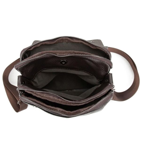 Шкіряний месенджер з клапаном на два відділи Tiding Bag M56-3508C коричневий
