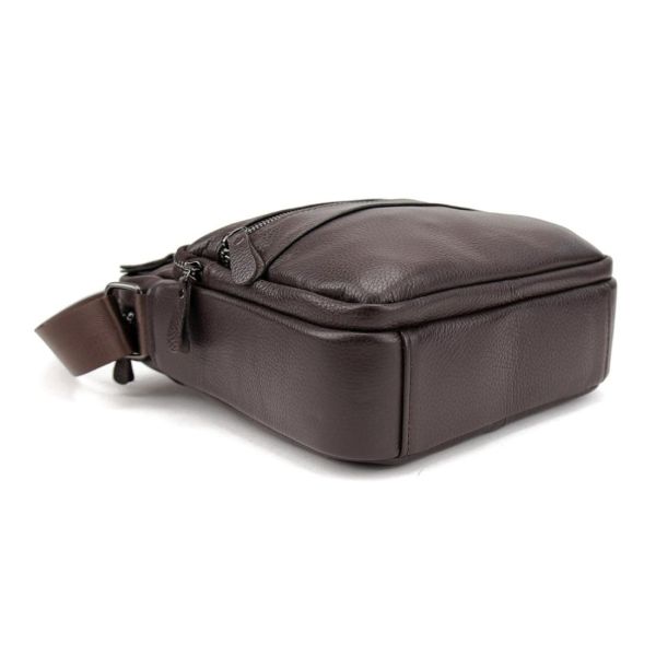 Чоловіча шкіряна сумка через плече Tiding Bag M56-9981C коричнева