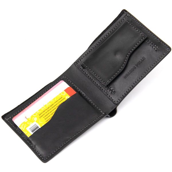 Матовый кожаный портмоне Grande Pelle 11457 черный