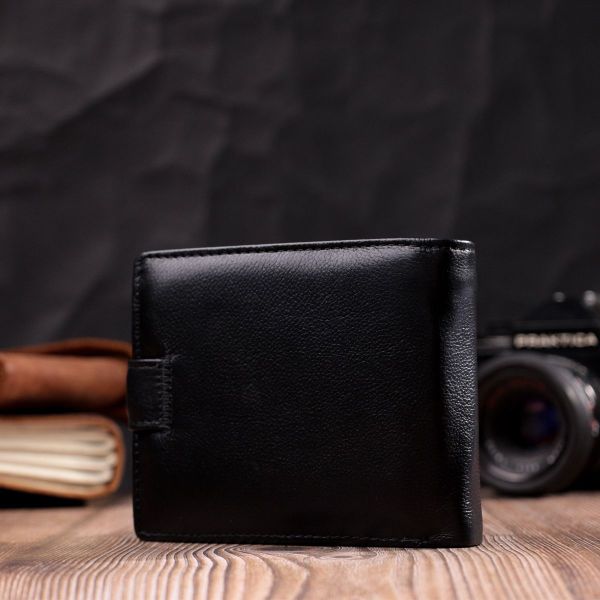 Чоловічий гаманець середнього розміру із натуральної шкіри ST Leather 22444 чорний
