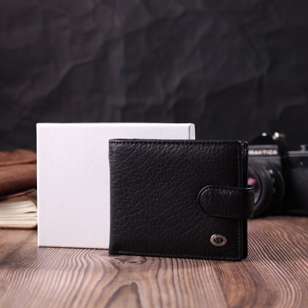 Чоловічий гаманець зручного розміру ST Leather 22471 чорний