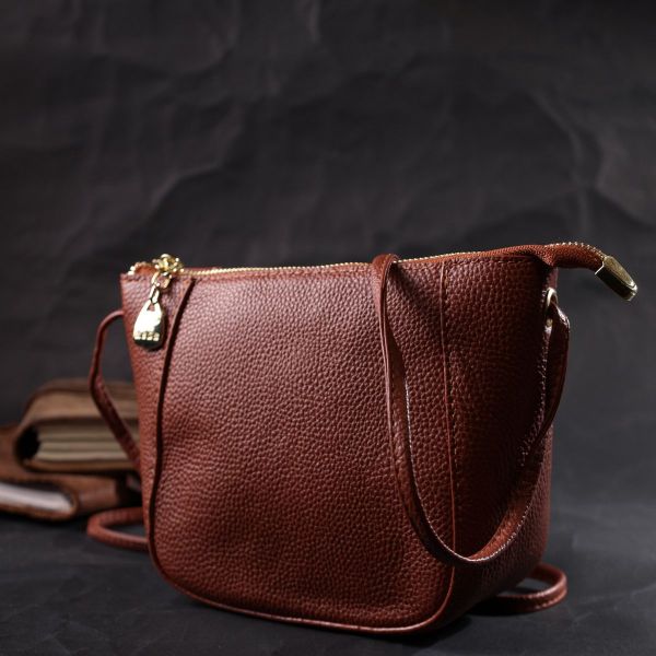 Невелика сумка жіноча через плече з натуральної шкіри Vintage 22300 коричнева