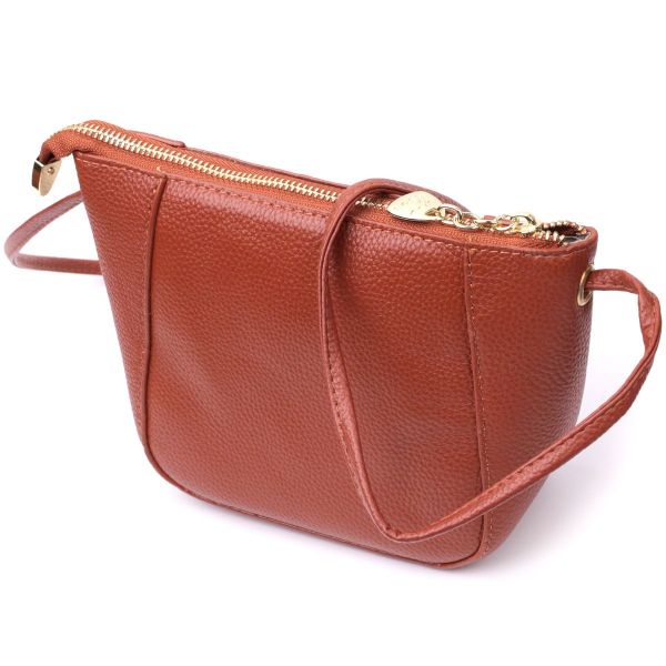 Невелика сумка жіноча через плече з натуральної шкіри Vintage 22300 коричнева
