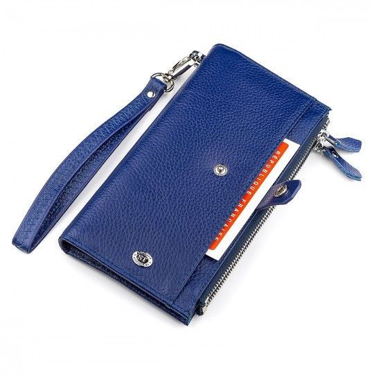 Кошелек женский ST Leather 18416 (ST420) с ремнем на запястье синий