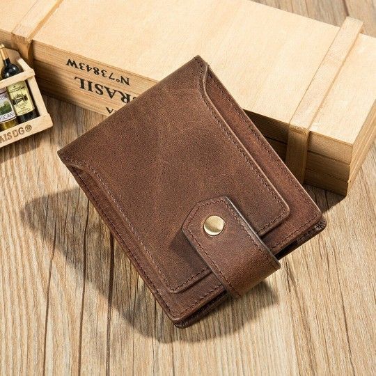 Портмоне в два складання на кнопці 20241 Vintage коричневий