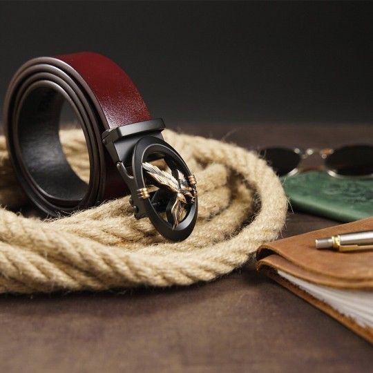 Ремінь чоловічий з пряжкою автомат із силуетом орла 20297 Vintage коричневий