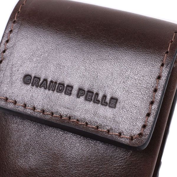 Оригінальна ключниця у вигляді футляра з натуральної шкіри GRANDE PELLE 22570 коричнева