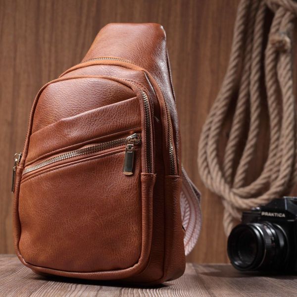 Практична жіноча сумка з однією лямкою через плече з екошкіри Vintage 22758 руда