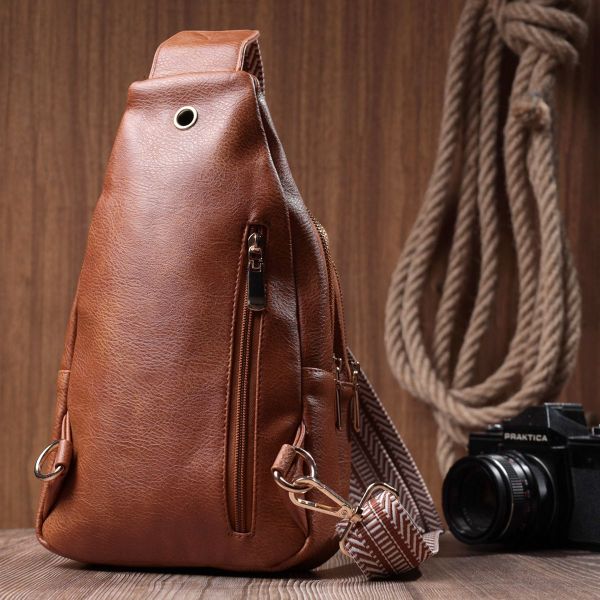 Практична жіноча сумка з однією лямкою через плече з екошкіри Vintage 22758 руда