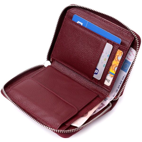 Практичний гаманець для жінок із натуральної шкіри ST Leather 22450 бордовий