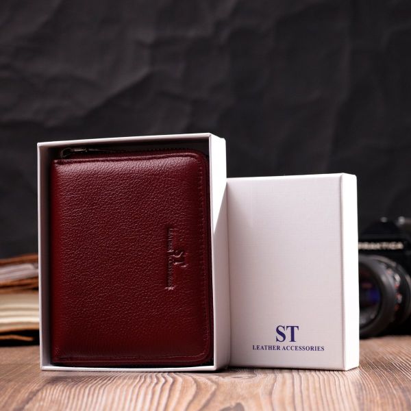 Практичний гаманець для жінок із натуральної шкіри ST Leather 22450 бордовий