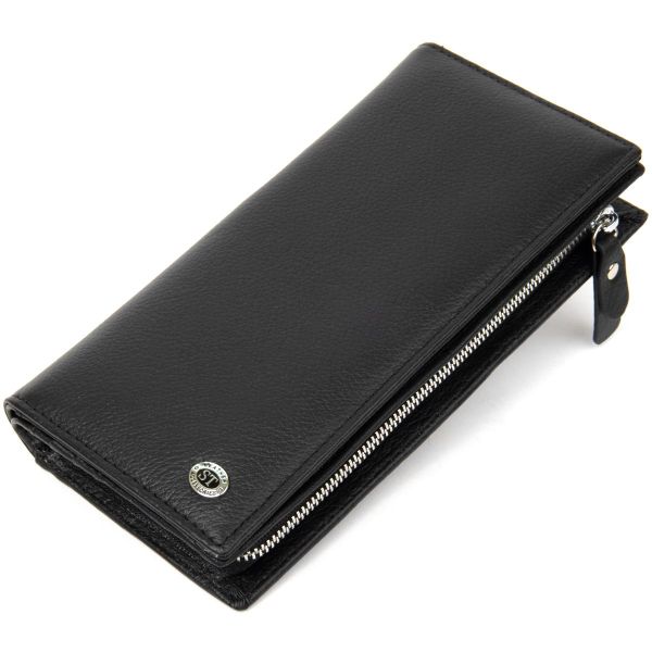 Практичный кожаный кошелек-клатч ST Leather 19371 черный