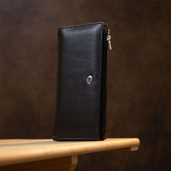 Практичний жіночий шкіряний гаманець ST Leather 19378 чорний