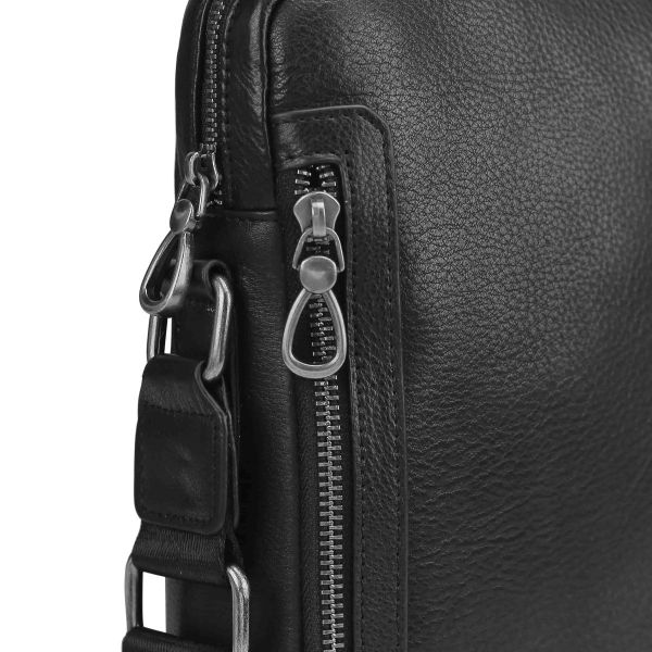 Чоловіча шкіряна сумка через плече Tiding Bag SM8-1007A чорна
