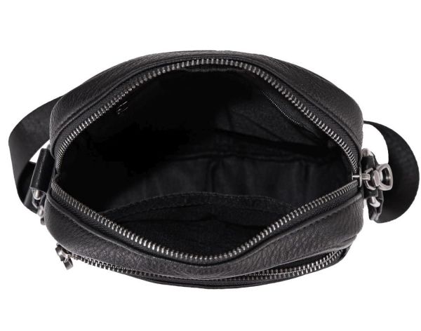 Чоловіча шкіряна сумка через плече чорна Tiding Bag SM8-9686-4A чорна