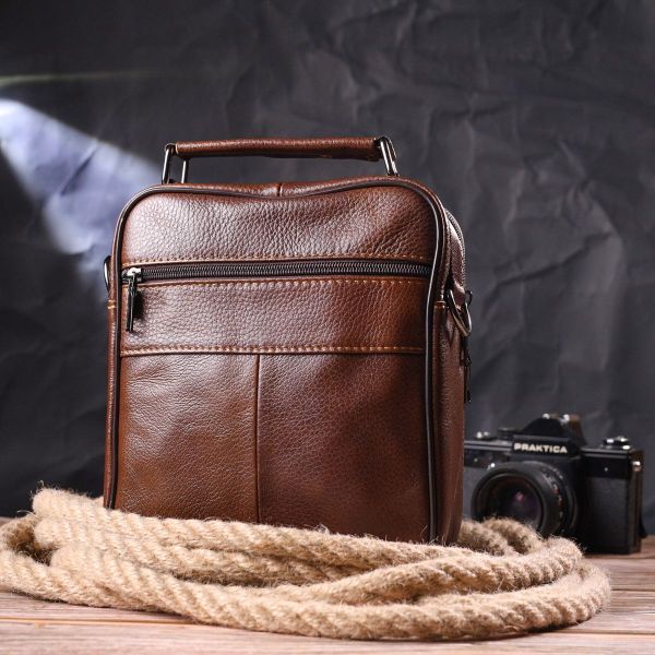 Стильна чоловіча сумка з натуральної шкіри 21275 Vintage коричнева