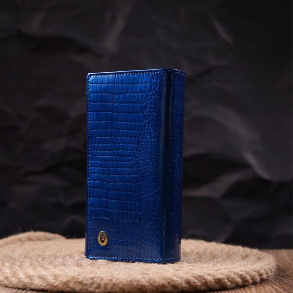 Стильный женский кошелек из лакированной кожи с визитницей ST Leather 19404 синий