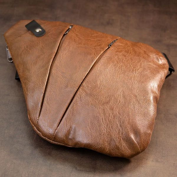 Сумка слинг кожзам 20567 Vintage светло-коричневая
