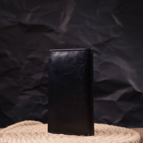 Вертикальний гаманець для чоловіків із натуральної шкіри ST Leather 19420 чорний