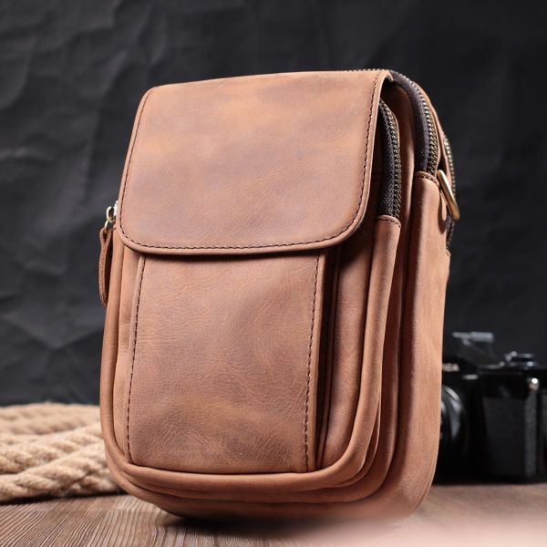 Вінтажна сумка для чоловіків з натуральної шкіри Vintage 22811 коричнева
