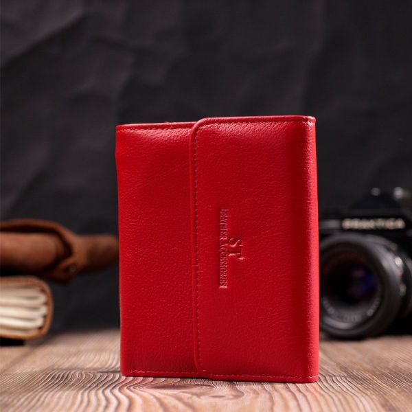 Яскравий жіночий гаманець з монетницею з натуральної шкіри ST Leather 19493 червоний