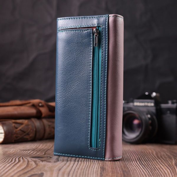 Жіночий практичний гаманець з натуральної шкіри ST Leather 22521 різнокольоровий