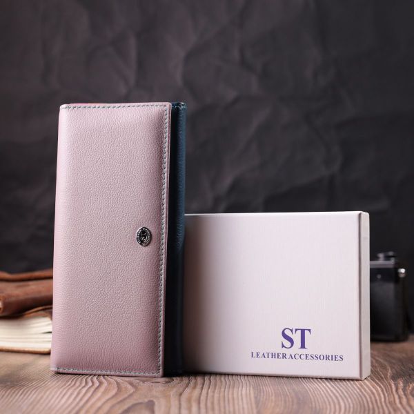 Жіночий практичний гаманець з натуральної шкіри ST Leather 22521 різнокольоровий