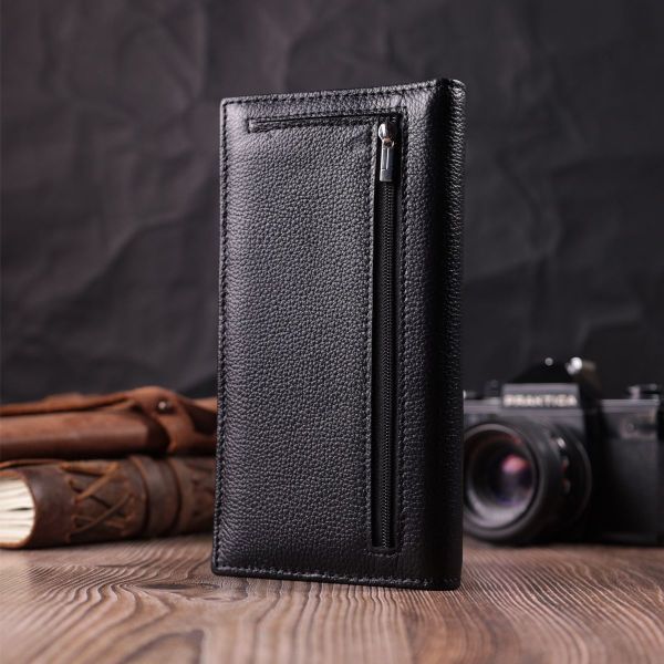 Жіночий вертикальний гаманець на магнітах із натуральної шкіри ST Leather 22538 чорний