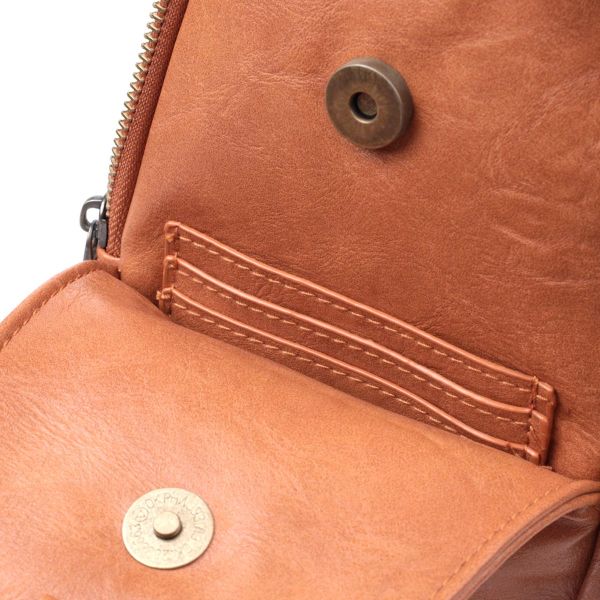 Цікава сумка через плече в модному кольорі з екошкіри Vintage 22793 руда
