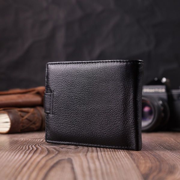 Цікавий гаманець із блоком під документи з натуральної шкіри ST Leather 22480 чорний