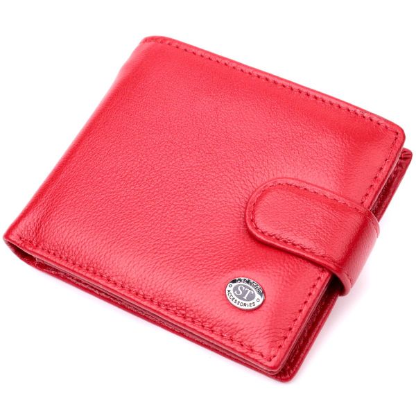Яскраве жіноче портмоне з блоком для карт з натуральної шкіри ST Leather 19471 червоне