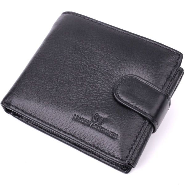 Якісний горизонтальний гаманець із натуральної шкіри ST Leather 22455 чорний