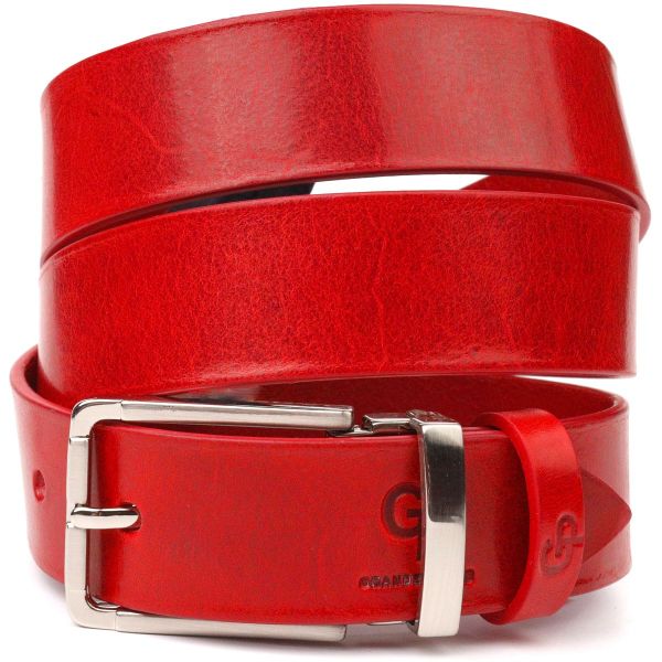 Качественный женский ремень из натуральной кожи Grande Pelle 21456 красный