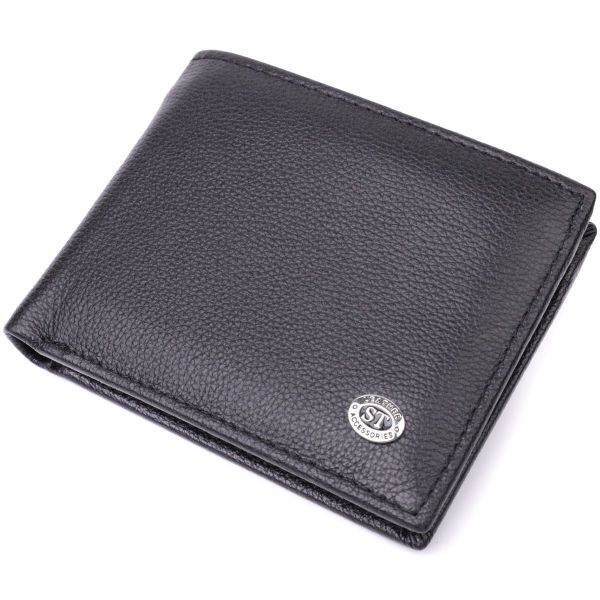 Компактне чоловіче портмоне з натуральної шкіри ST Leather 22486 чорний