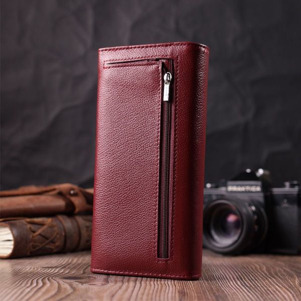 Гаманець для жінок із натуральної шкіри з геометричним клапаном ST Leather 22547 бордовий