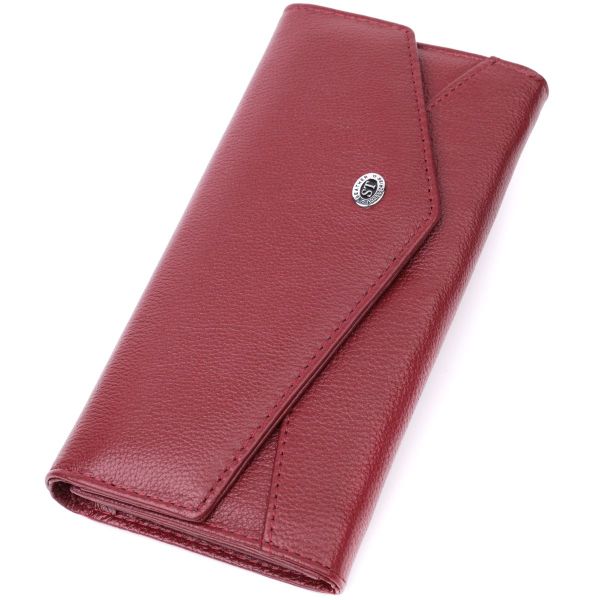 Гаманець для жінок із натуральної шкіри з геометричним клапаном ST Leather 22547 бордовий