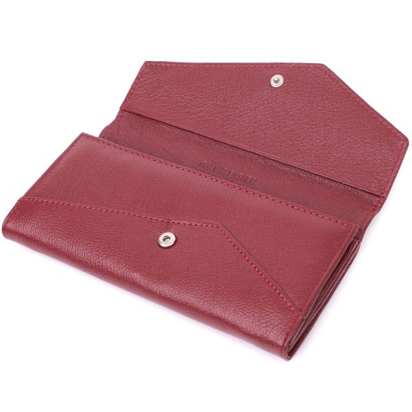 Гаманець для жінок із натуральної шкіри з геометричним клапаном ST Leather 22547 бордовий