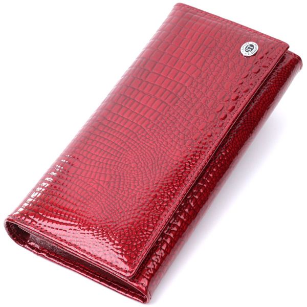 Гаманець для жінок із натуральної лакованої шкіри ST Leather 22680 червоний